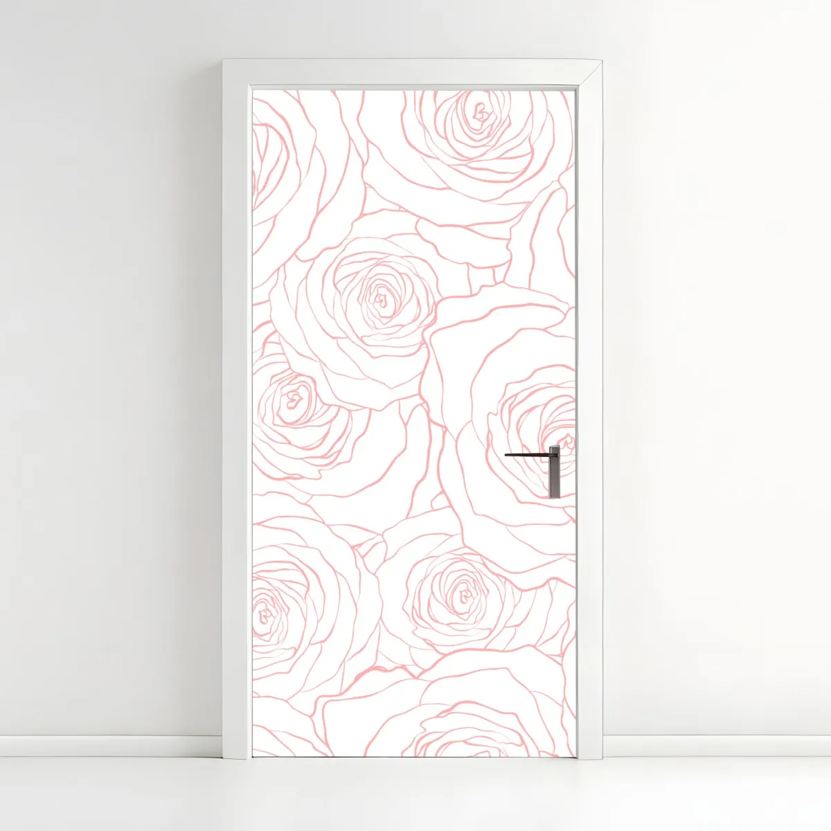 Naklejka na drzwi delikatny wzór różowych róż – Wallissimo® Naklejka na drzwi delikatny wzór różowych róż – Wallissimo®