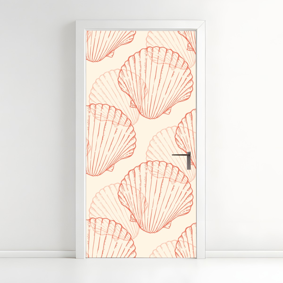 Door sticker coral scallop shell pattern