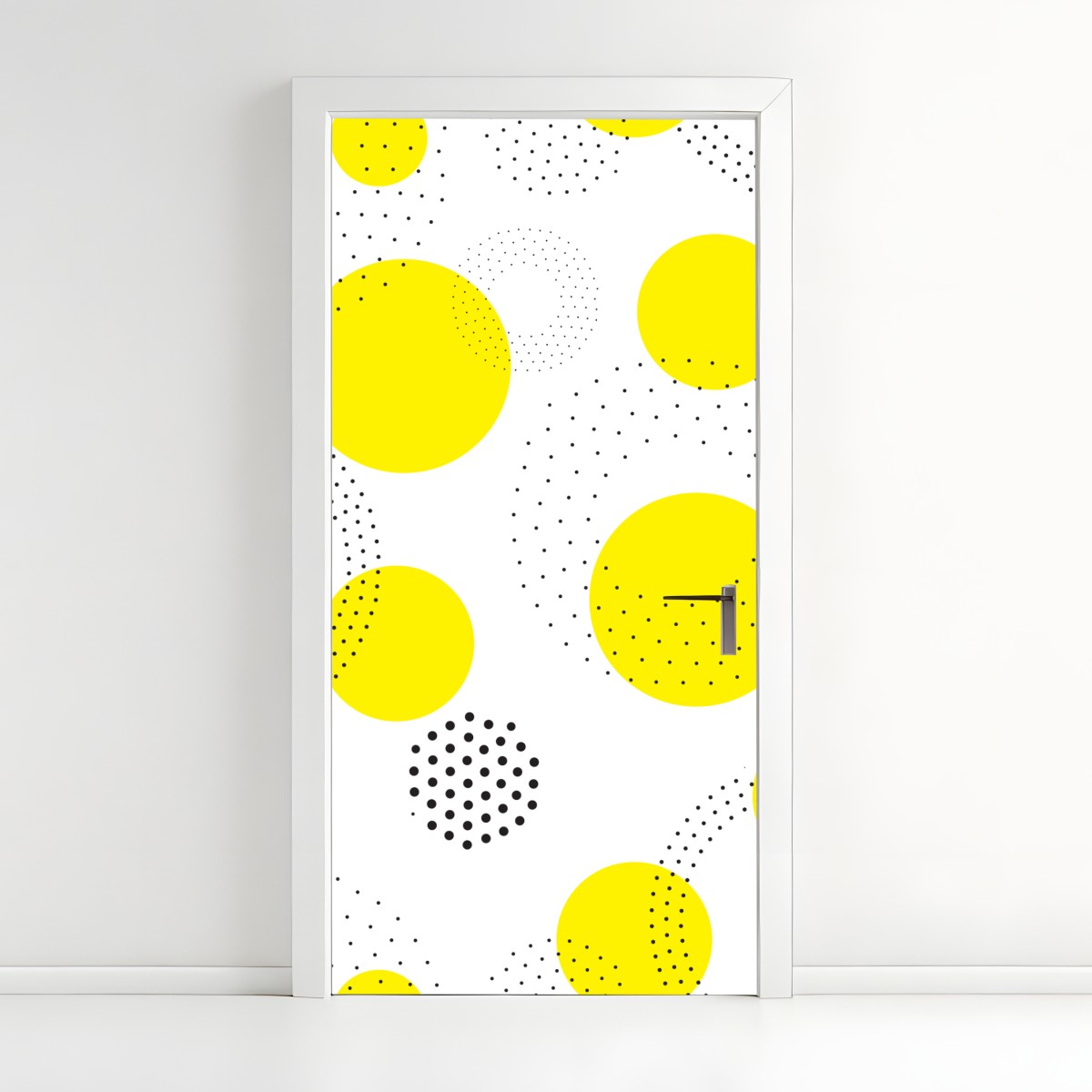 Door sticker bright yellow polka dot pattern wall art