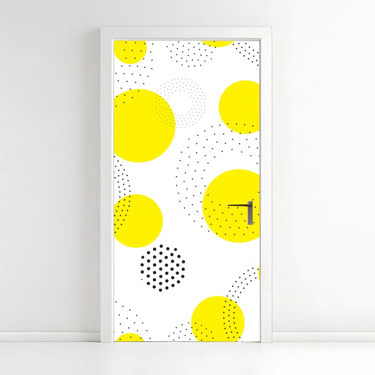 Naklejka na drzwi jasny żółty wzór w kropki do pokoju – Wallissimo® Naklejka na drzwi jasny żółty wzór w kropki do pokoju – Wallissimo®