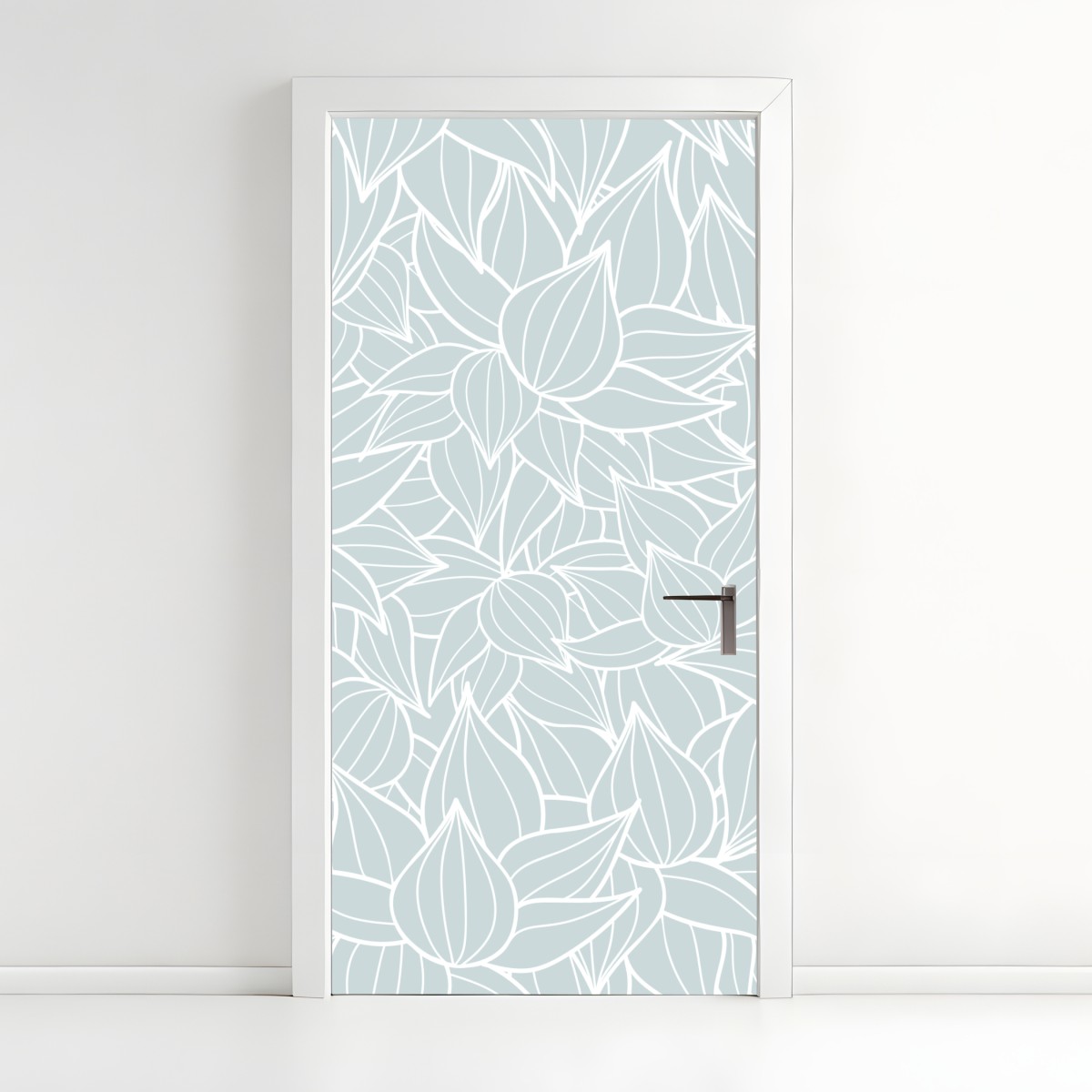 Door sticker soft turquoise leaf pattern