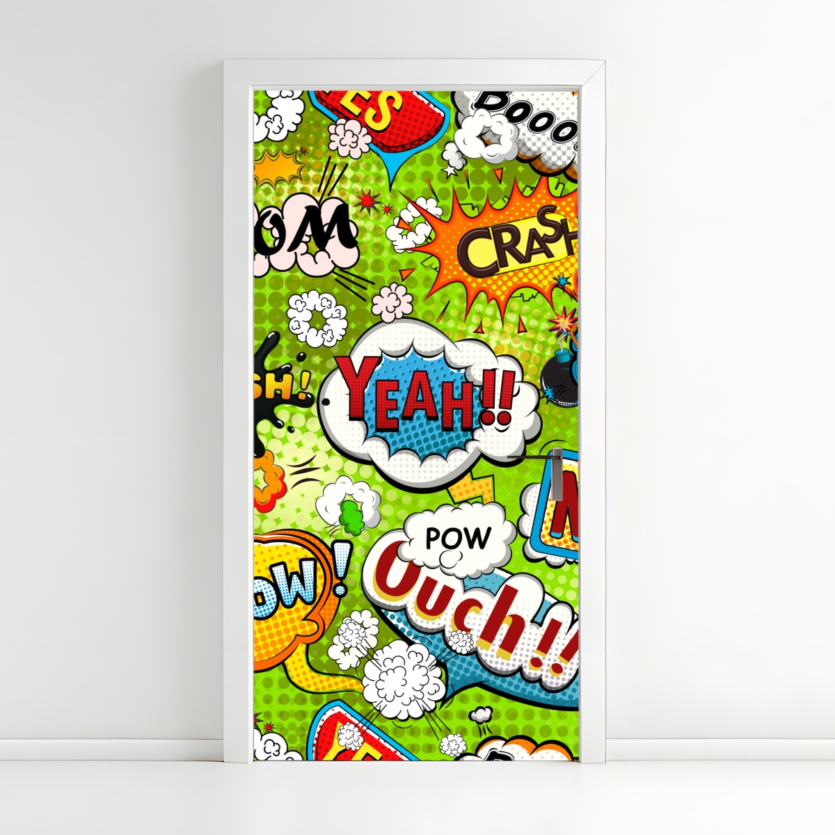 Door sticker vibrant pop art comic collage