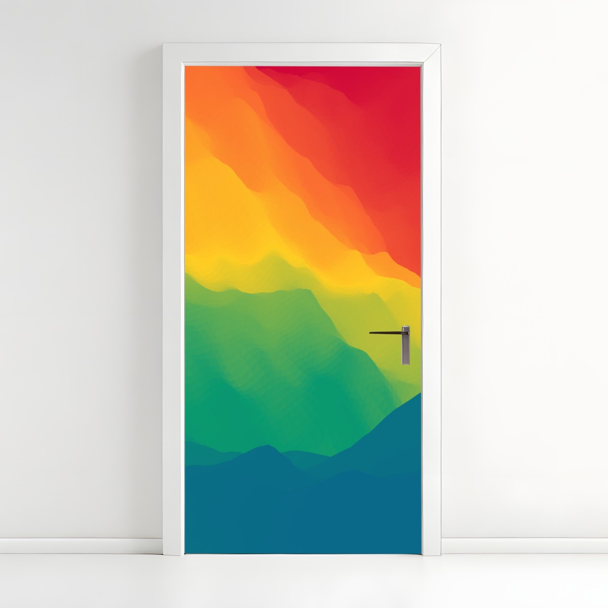 Door sticker vibrant layered mountain gradient