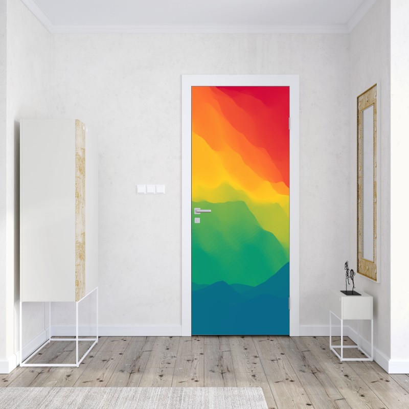 Naklejka na drzwi żywy warstwowy gradient górski – Wallissimo® Naklejka na drzwi żywy warstwowy gradient górski – Wallissimo®