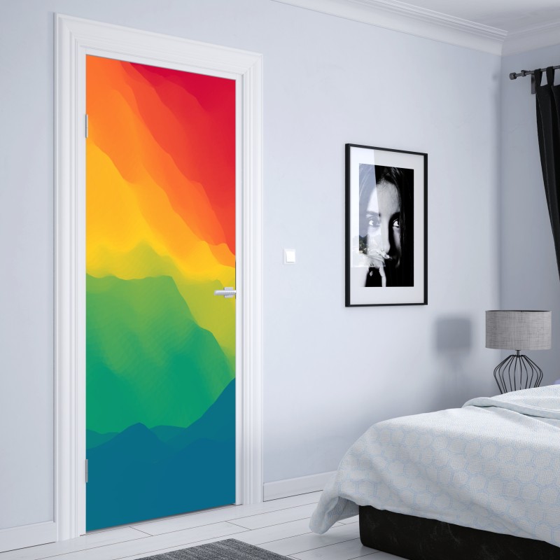 Naklejka na drzwi żywy warstwowy gradient górski – Wallissimo® Naklejka na drzwi żywy warstwowy gradient górski – Wallissimo®