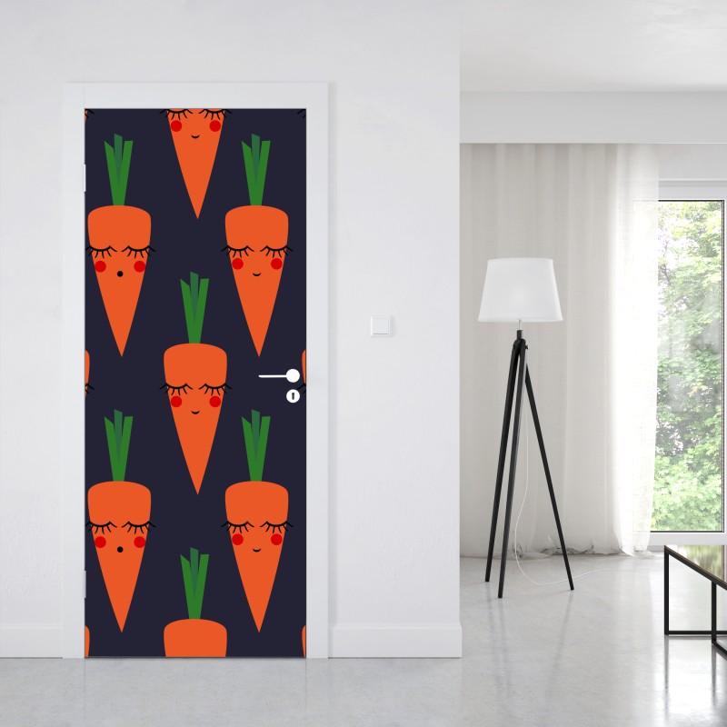 Naklejka na drzwi słodki wzór marchewki dla dzieci – Wallissimo® Naklejka na drzwi słodki wzór marchewki dla dzieci – Wallissimo®