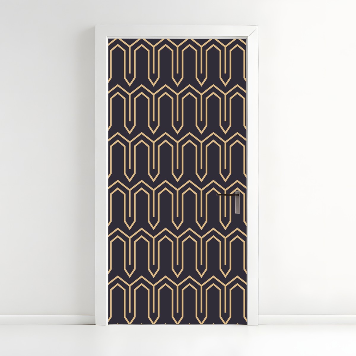 Door sticker art deco geometric pattern in gold and black