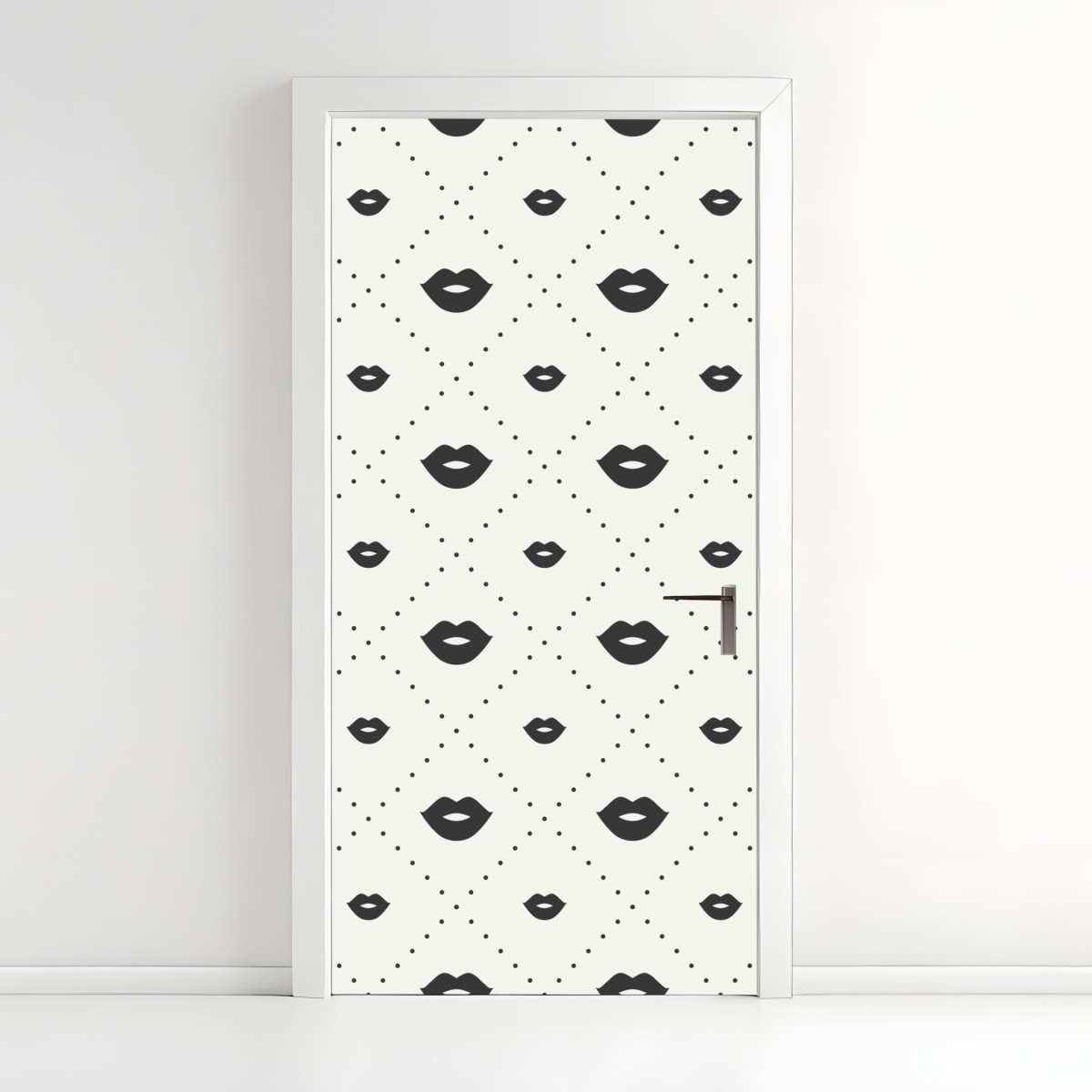 Door sticker minimalist monochrome lips pattern