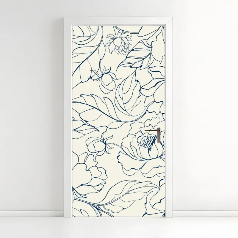 Naklejka na drzwi vintage tropikalny wzór z liśćmi – Wallissimo®