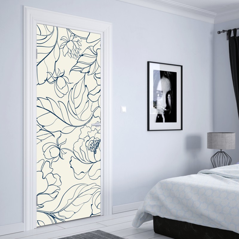 Naklejka na drzwi vintage tropikalny wzór z liśćmi – Wallissimo®