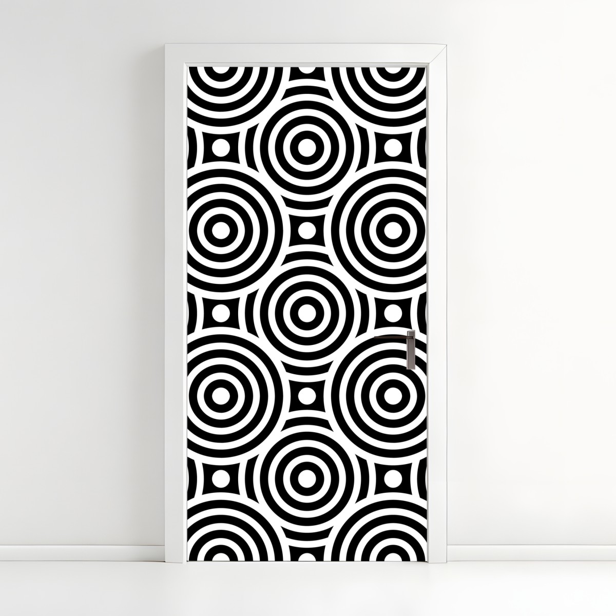 Door sticker black and white concentric circle pattern