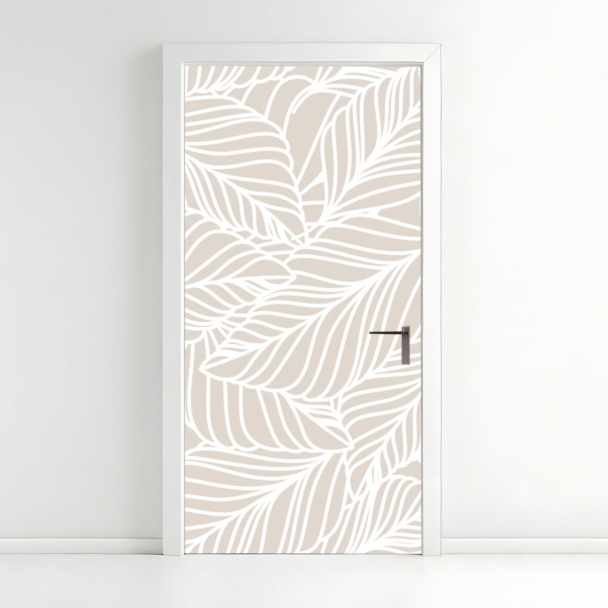 Door sticker neutral botanical leaf pattern