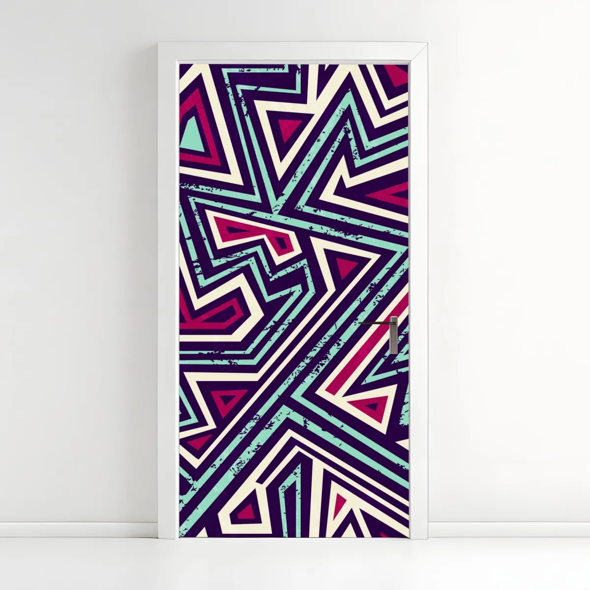 Naklejka na drzwi odważny geometryczny wzór z trójkątami – Wallissimo® Naklejka na drzwi odważny geometryczny wzór z trójkątami – Wallissimo®