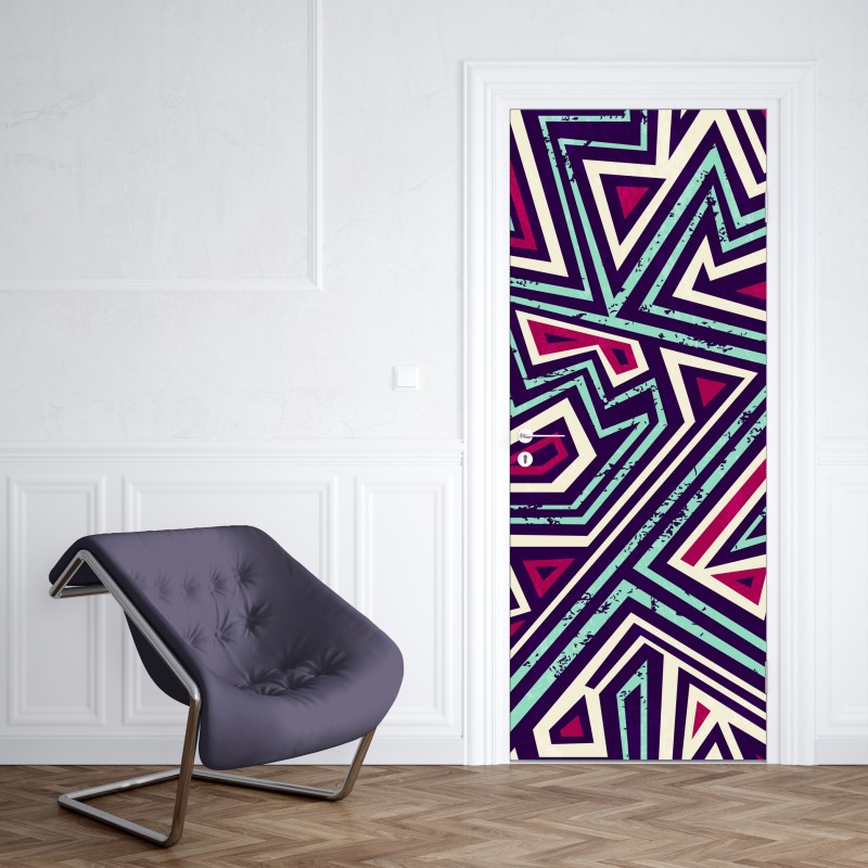 Naklejka na drzwi odważny geometryczny wzór z trójkątami – Wallissimo® Naklejka na drzwi odważny geometryczny wzór z trójkątami – Wallissimo®
