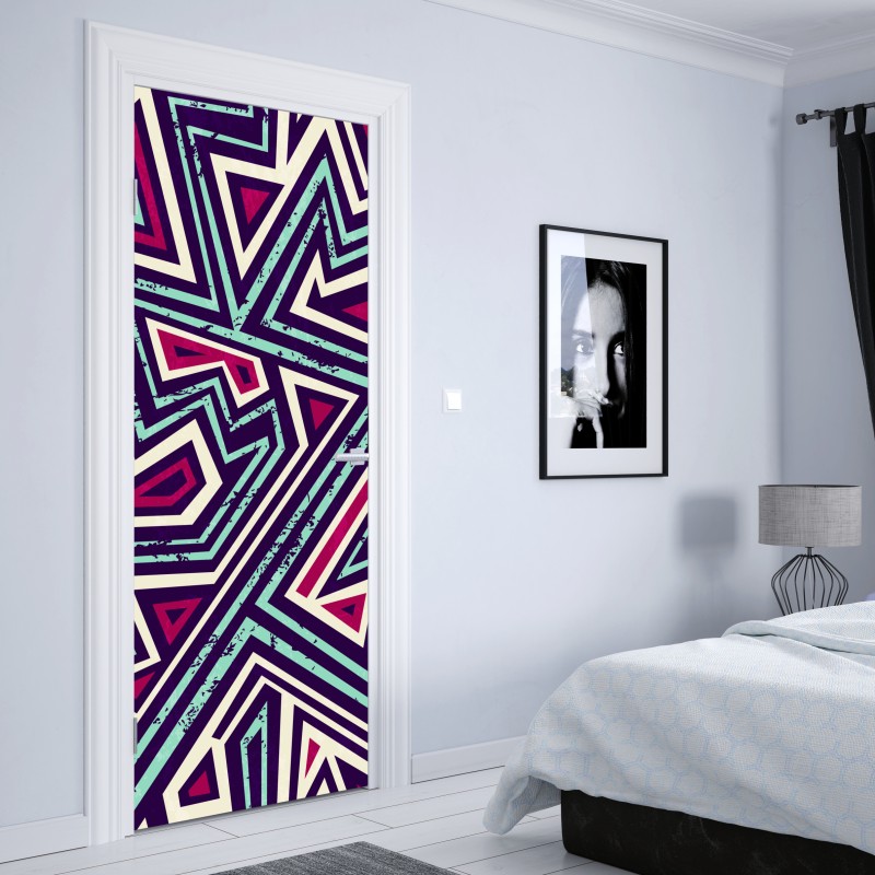 Naklejka na drzwi odważny geometryczny wzór z trójkątami – Wallissimo® Naklejka na drzwi odważny geometryczny wzór z trójkątami – Wallissimo®