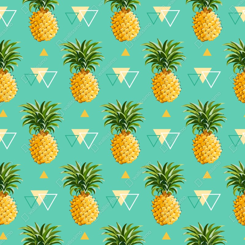 Naklejka na drzwi tropikalny wzór z ananasami na turkusowym tle – Wallissimo® Naklejka na drzwi tropikalny wzór z ananasami na turkusowym tle – Wallissimo®