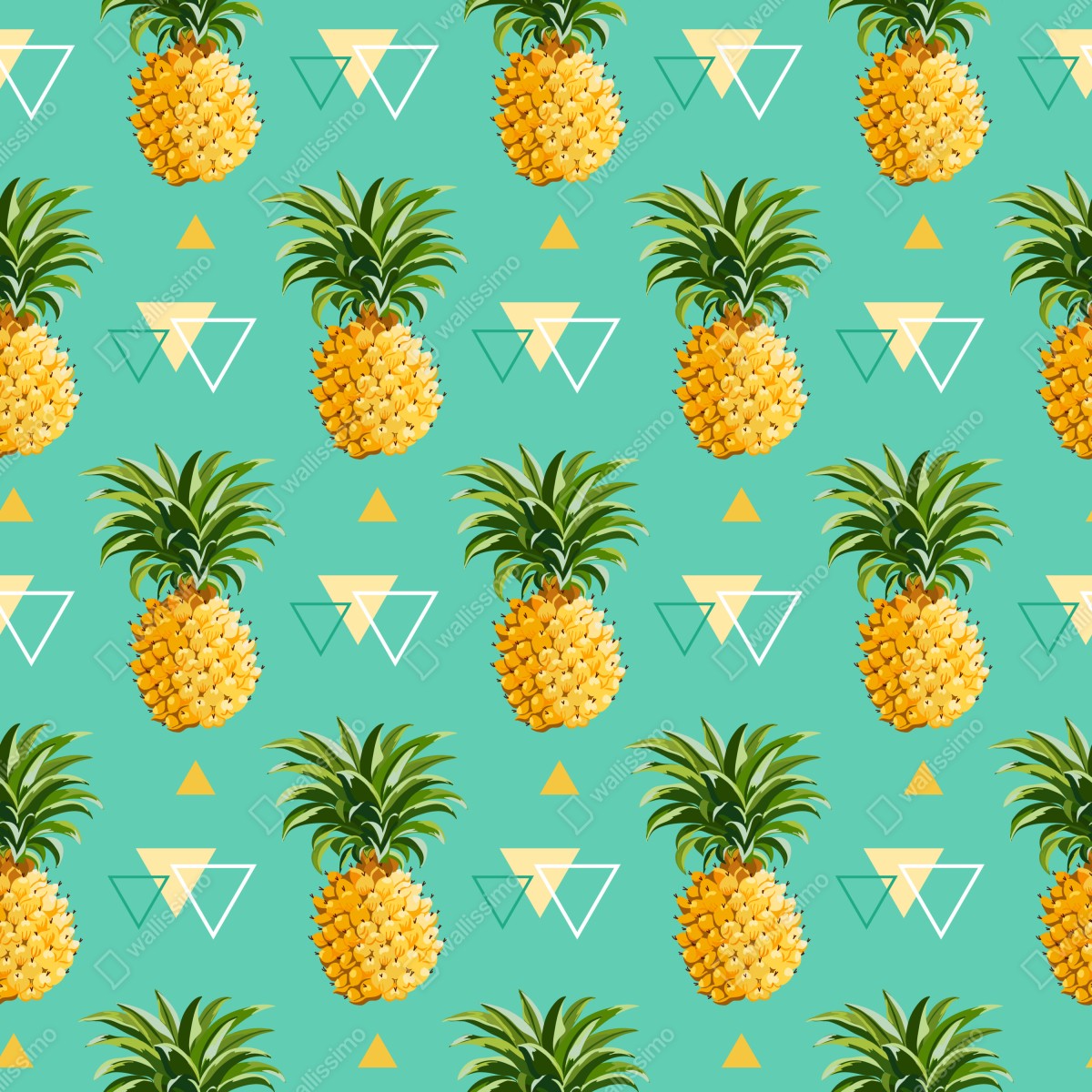 Naklejka na drzwi tropikalny wzór z ananasami na turkusowym tle – Wallissimo® Naklejka na drzwi tropikalny wzór z ananasami na turkusowym tle – Wallissimo®