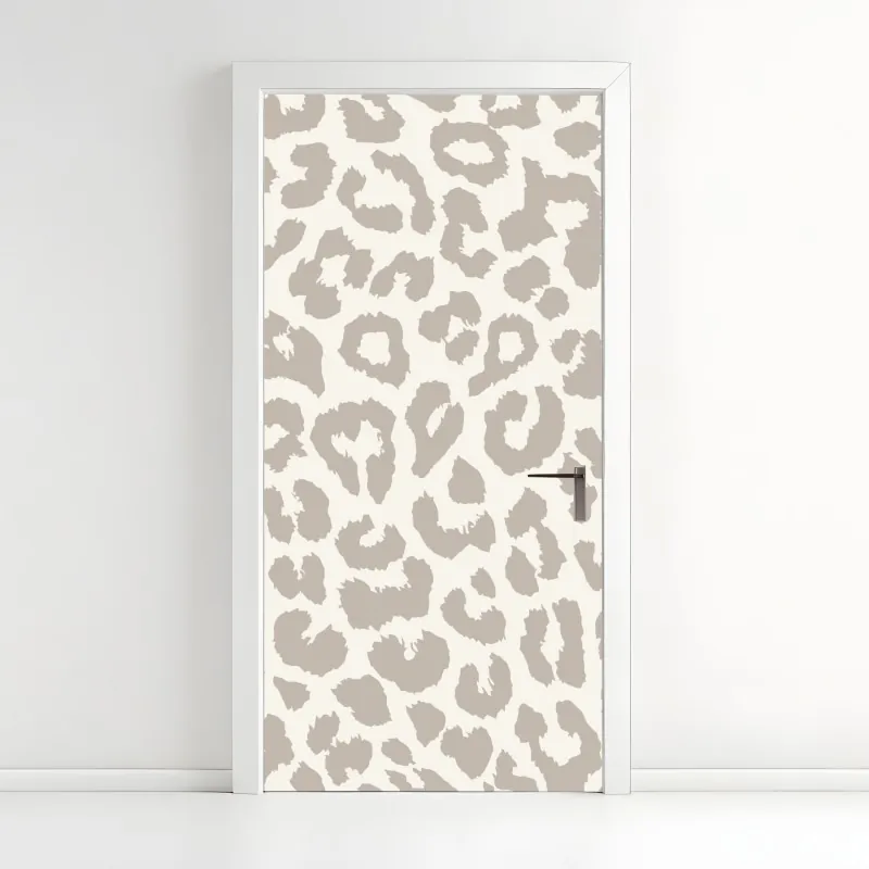 Naklejka na drzwi neutralny beżowy wzór w panterkę