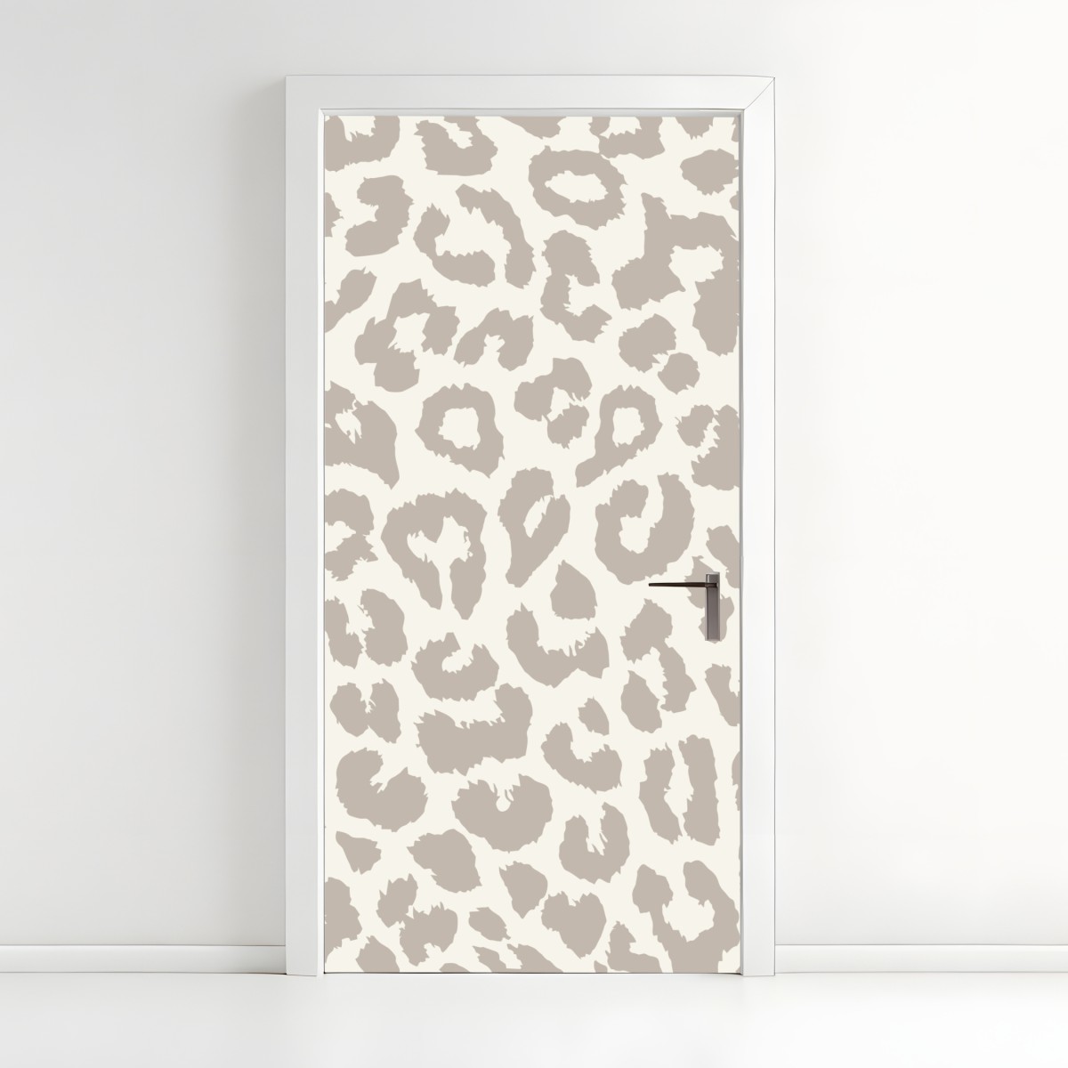 Door sticker neutral beige leopard print pattern