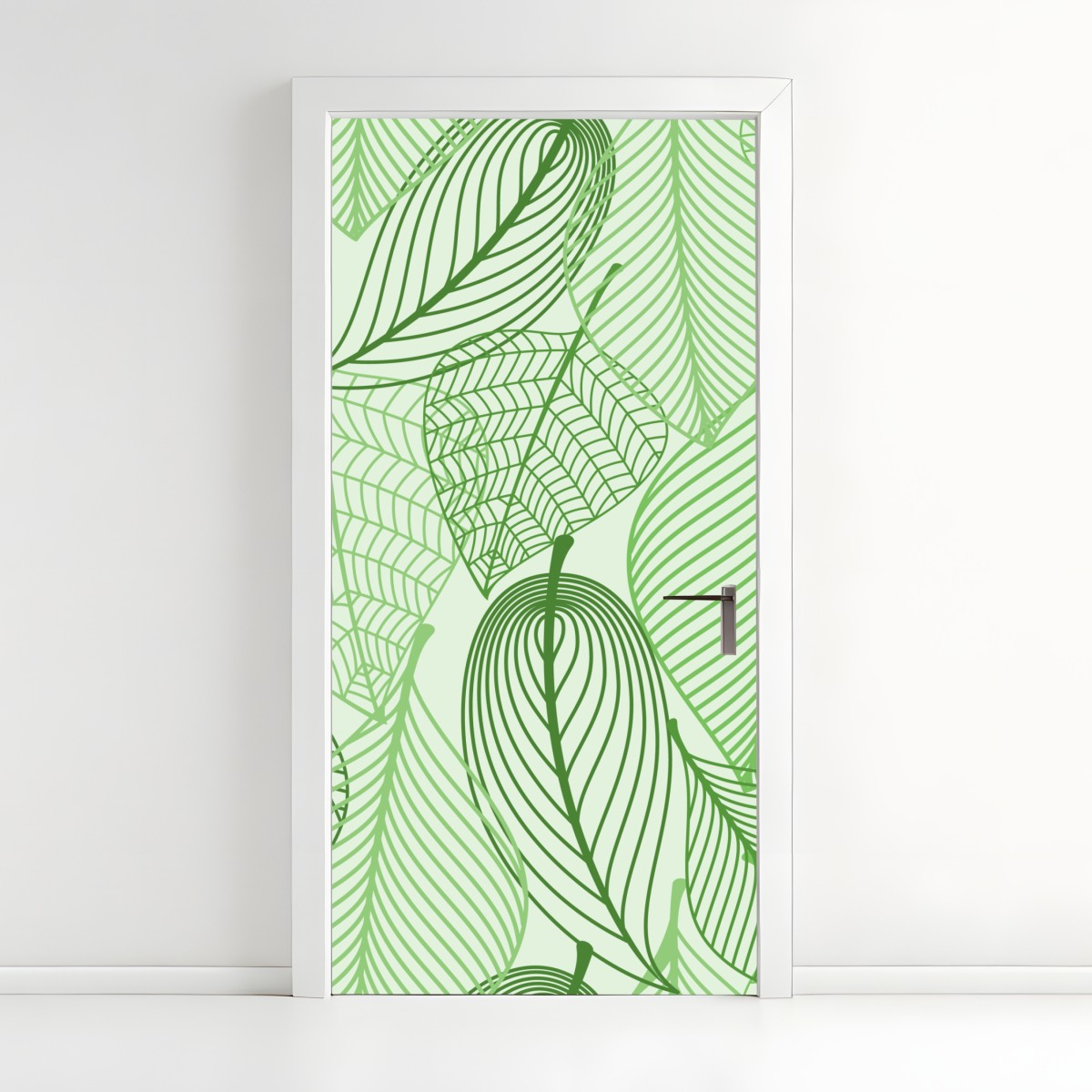 Door sticker green botanical leaf pattern