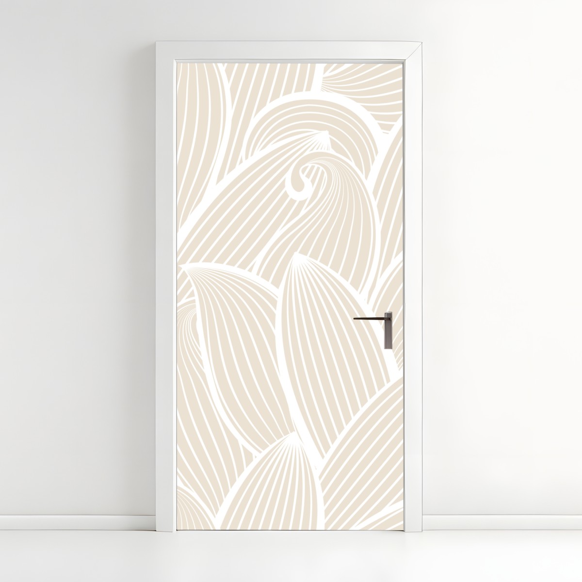 Door sticker soft beige botanical pattern