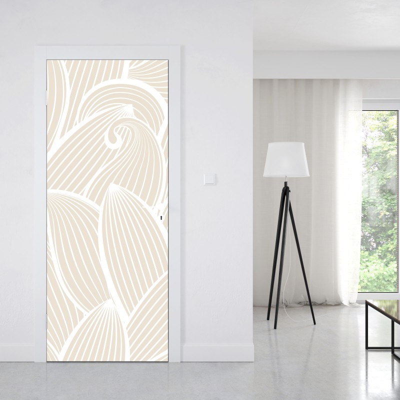 Naklejka na drzwi delikatny beżowy botaniczny wzór – Wallissimo® Naklejka na drzwi delikatny beżowy botaniczny wzór – Wallissimo®