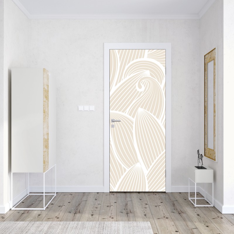 Naklejka na drzwi delikatny beżowy botaniczny wzór – Wallissimo® Naklejka na drzwi delikatny beżowy botaniczny wzór – Wallissimo®
