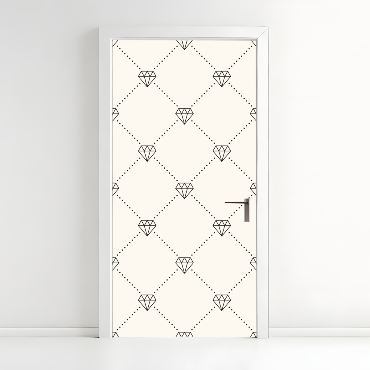 Door sticker diamond lattice pattern on beige background