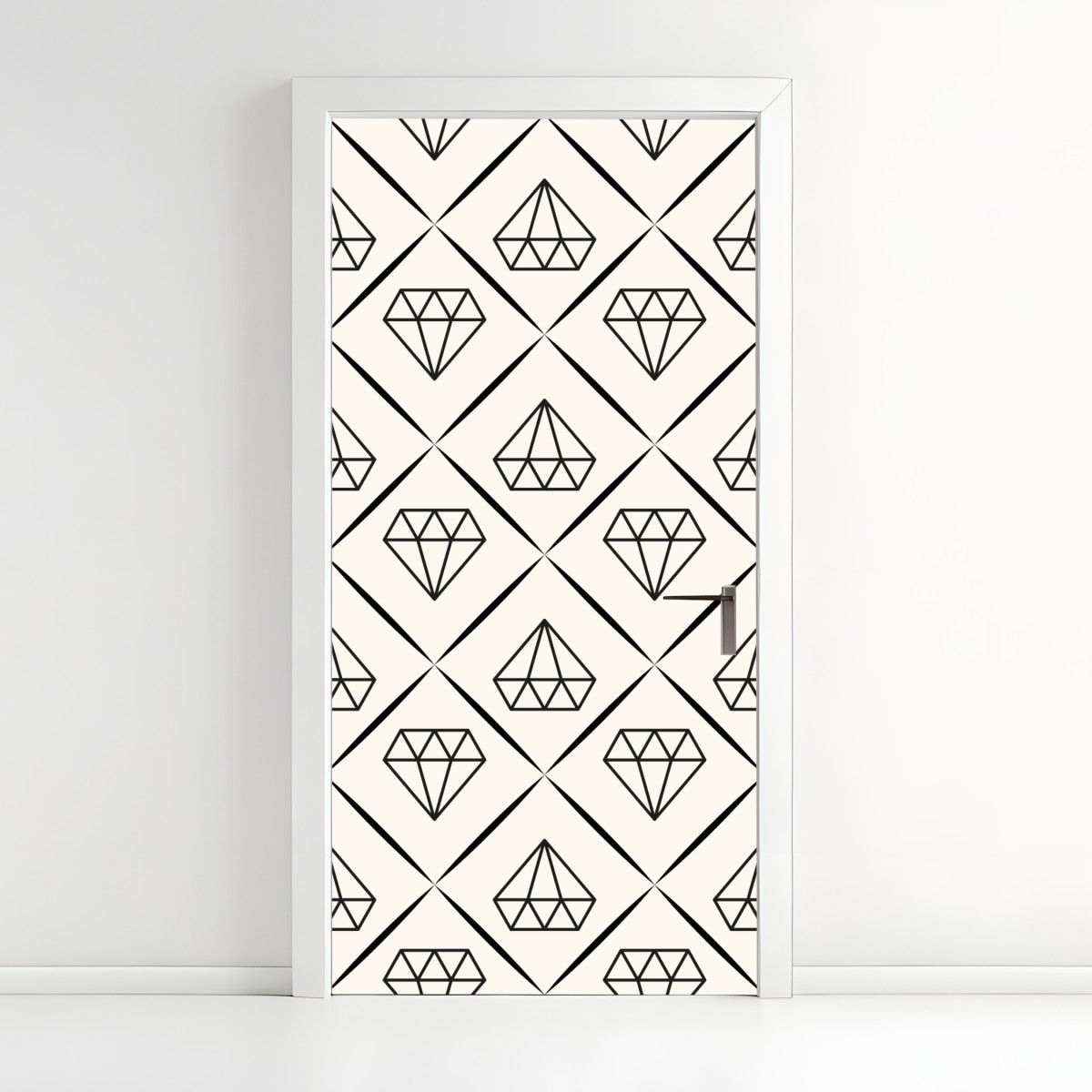 Door sticker geometric diamond repeat pattern