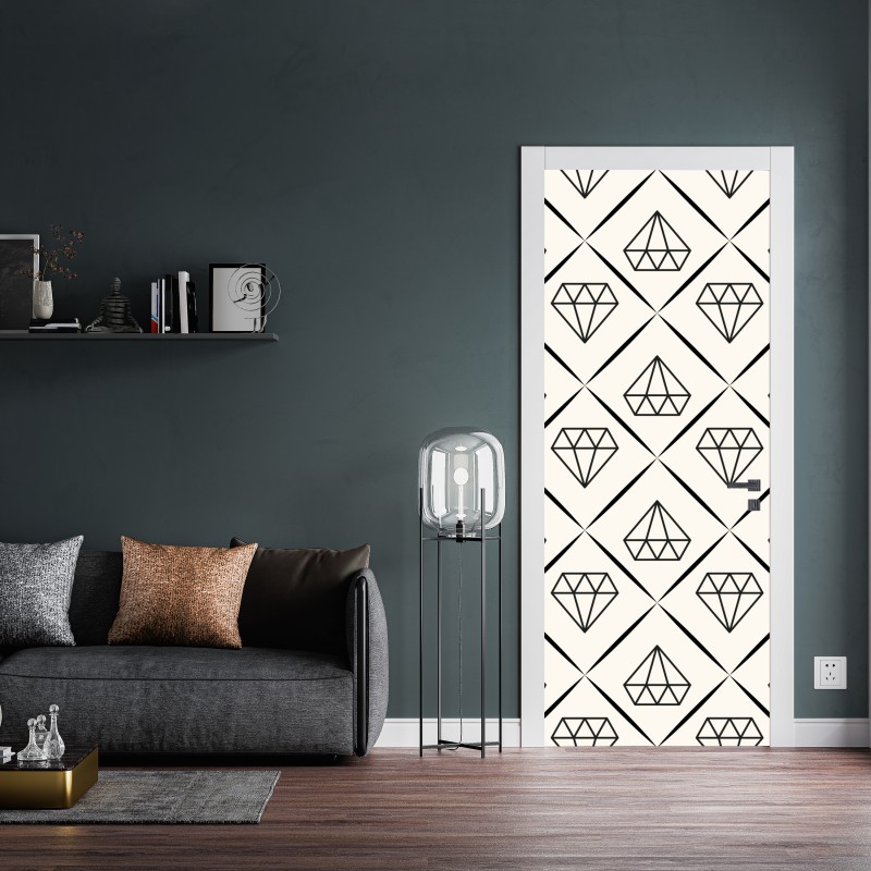 Naklejka na drzwi geometryczny wzór z diamentami – Wallissimo® Naklejka na drzwi geometryczny wzór z diamentami – Wallissimo®