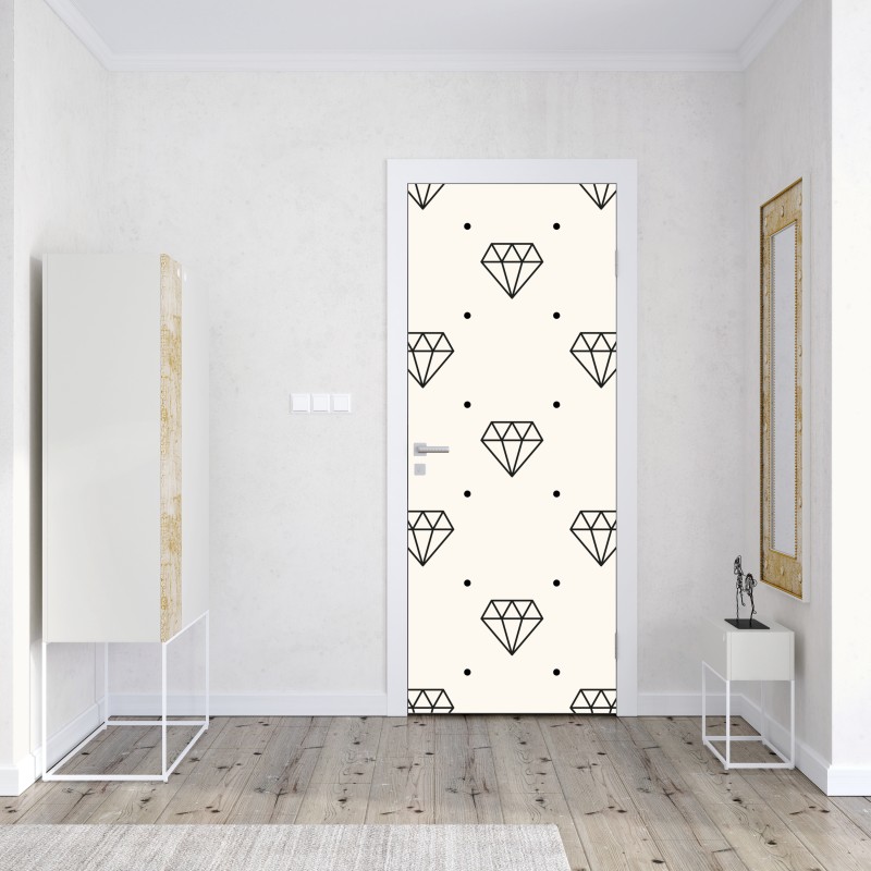 Naklejka na drzwi minimalistyczny wzór diamentów z kropkami – Wallissimo® Naklejka na drzwi minimalistyczny wzór diamentów z kropkami – Wallissimo®