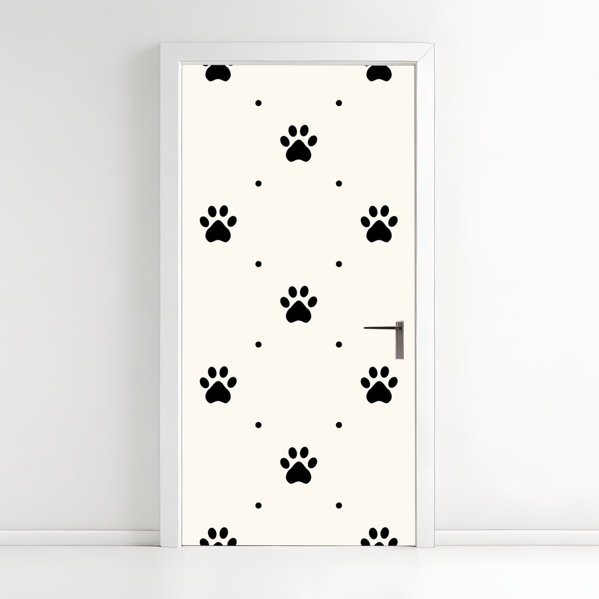 Door sticker playful paw print pattern