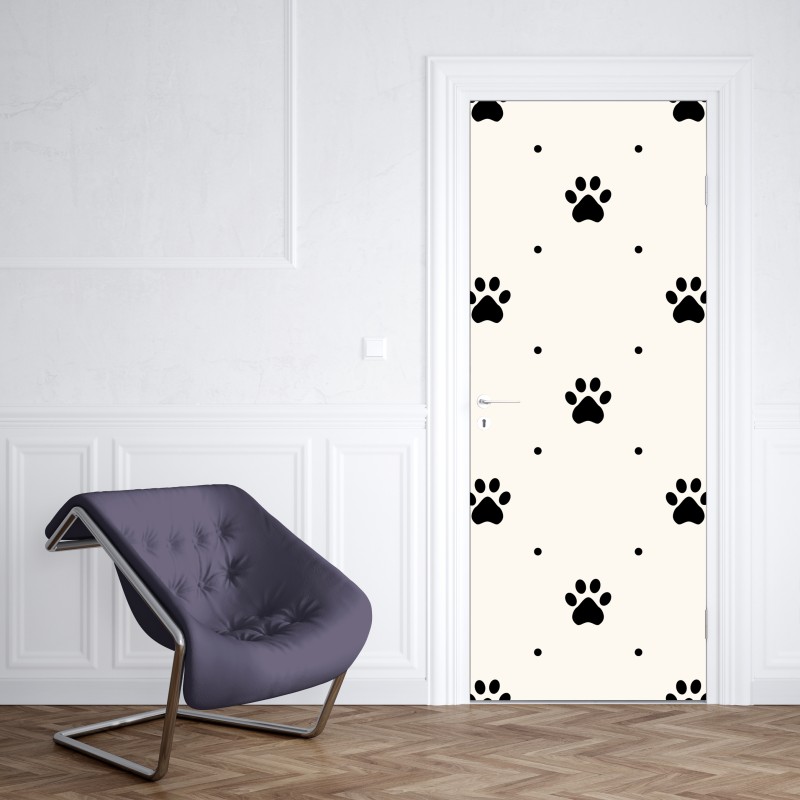 Naklejka na drzwi zabawny wzór z łapkami – Wallissimo® Naklejka na drzwi zabawny wzór z łapkami – Wallissimo®