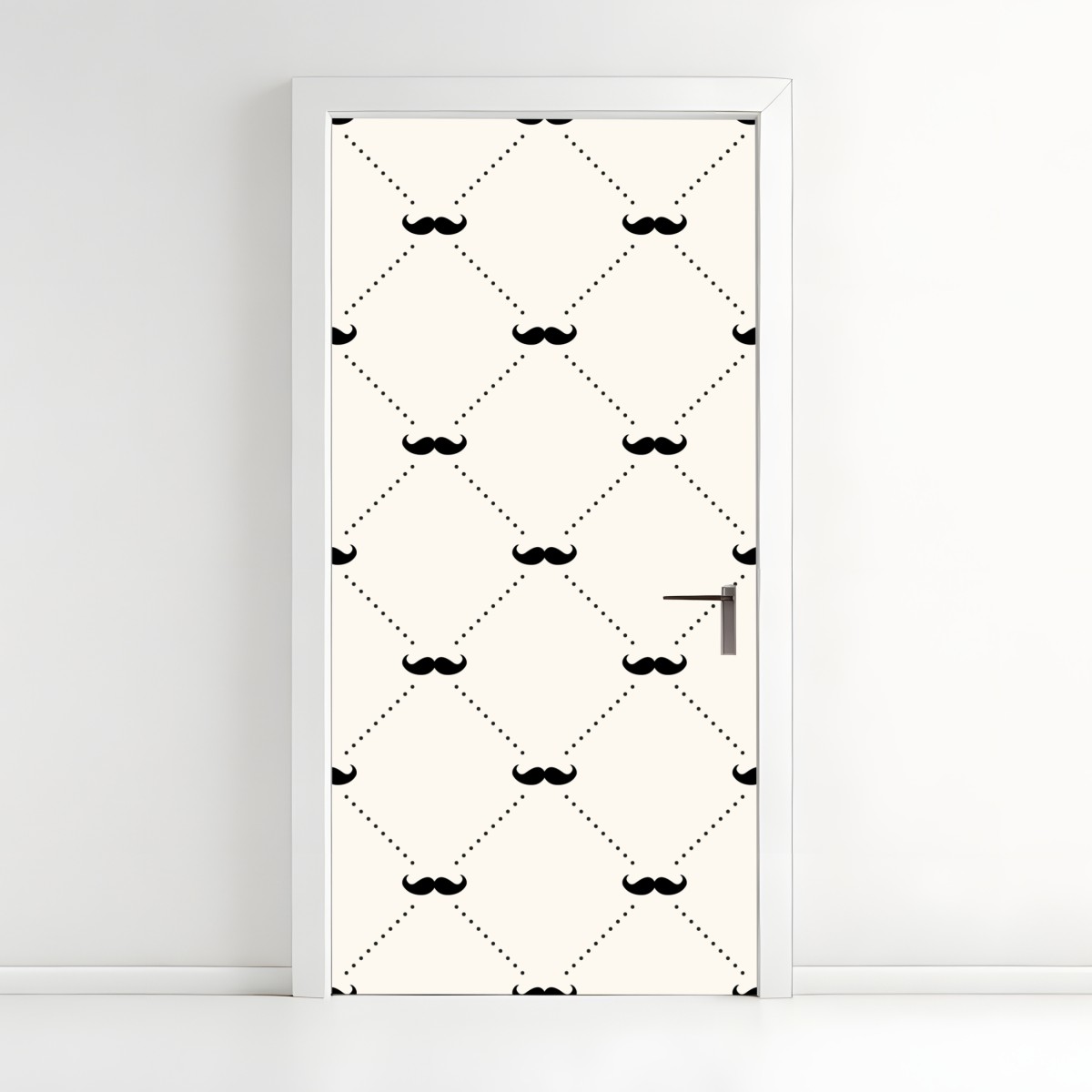 Door sticker playful mustache pattern