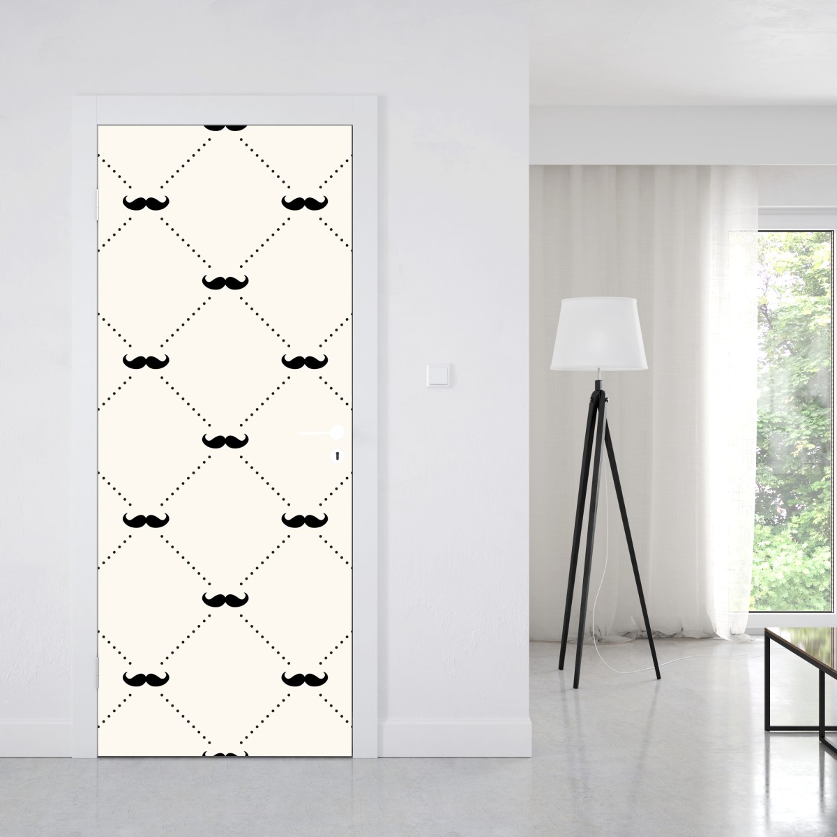 Naklejka na drzwi zabawny wzór z wąsami – Wallissimo® Naklejka na drzwi zabawny wzór z wąsami – Wallissimo®