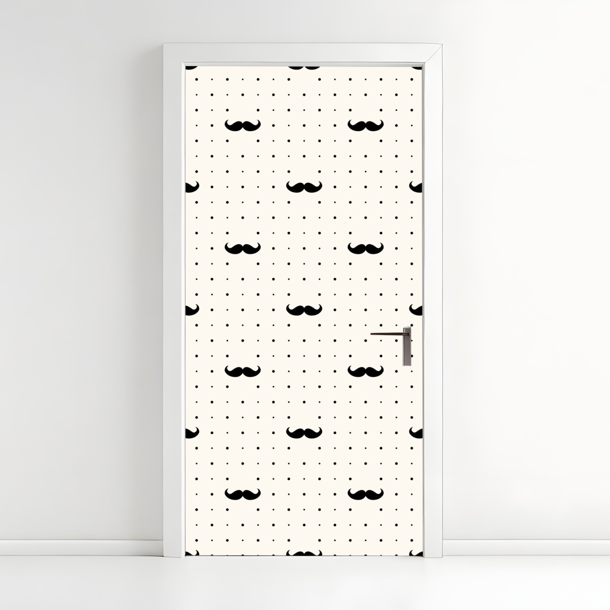 Door sticker black mustache repeat pattern