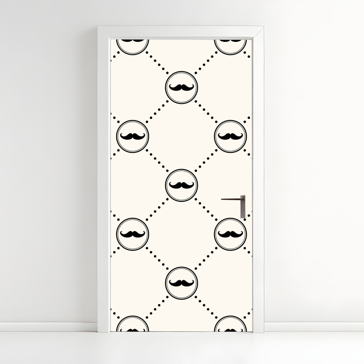 Door sticker playful mustache repeat pattern