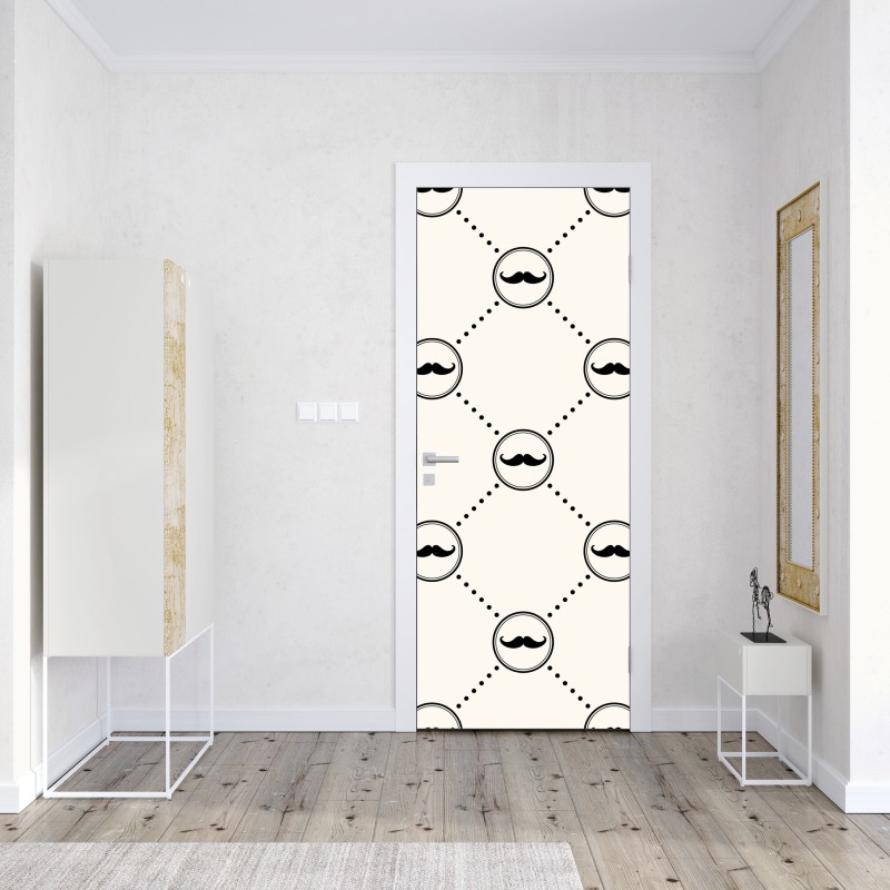 Naklejka na drzwi zabawny wzór wąsów – Wallissimo® Naklejka na drzwi zabawny wzór wąsów – Wallissimo®