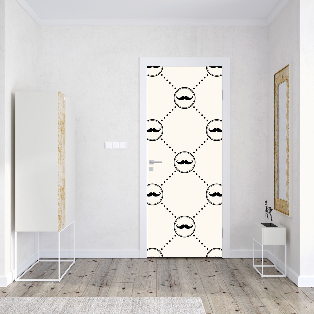 Naklejka na drzwi zabawny wzór wąsów – Wallissimo® Naklejka na drzwi zabawny wzór wąsów – Wallissimo®
