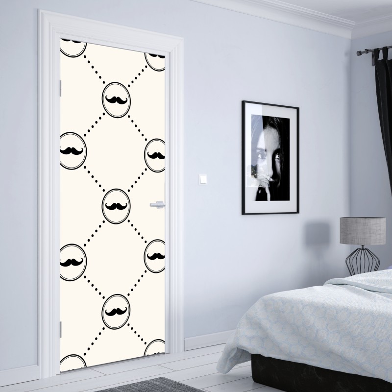 Naklejka na drzwi zabawny wzór wąsów – Wallissimo® Naklejka na drzwi zabawny wzór wąsów – Wallissimo®