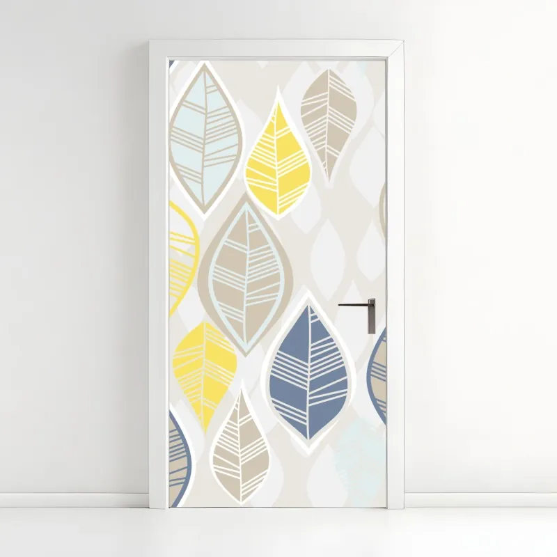 Naklejka na drzwi złote płynne linie abstrakcyjny wzór – Wallissimo®