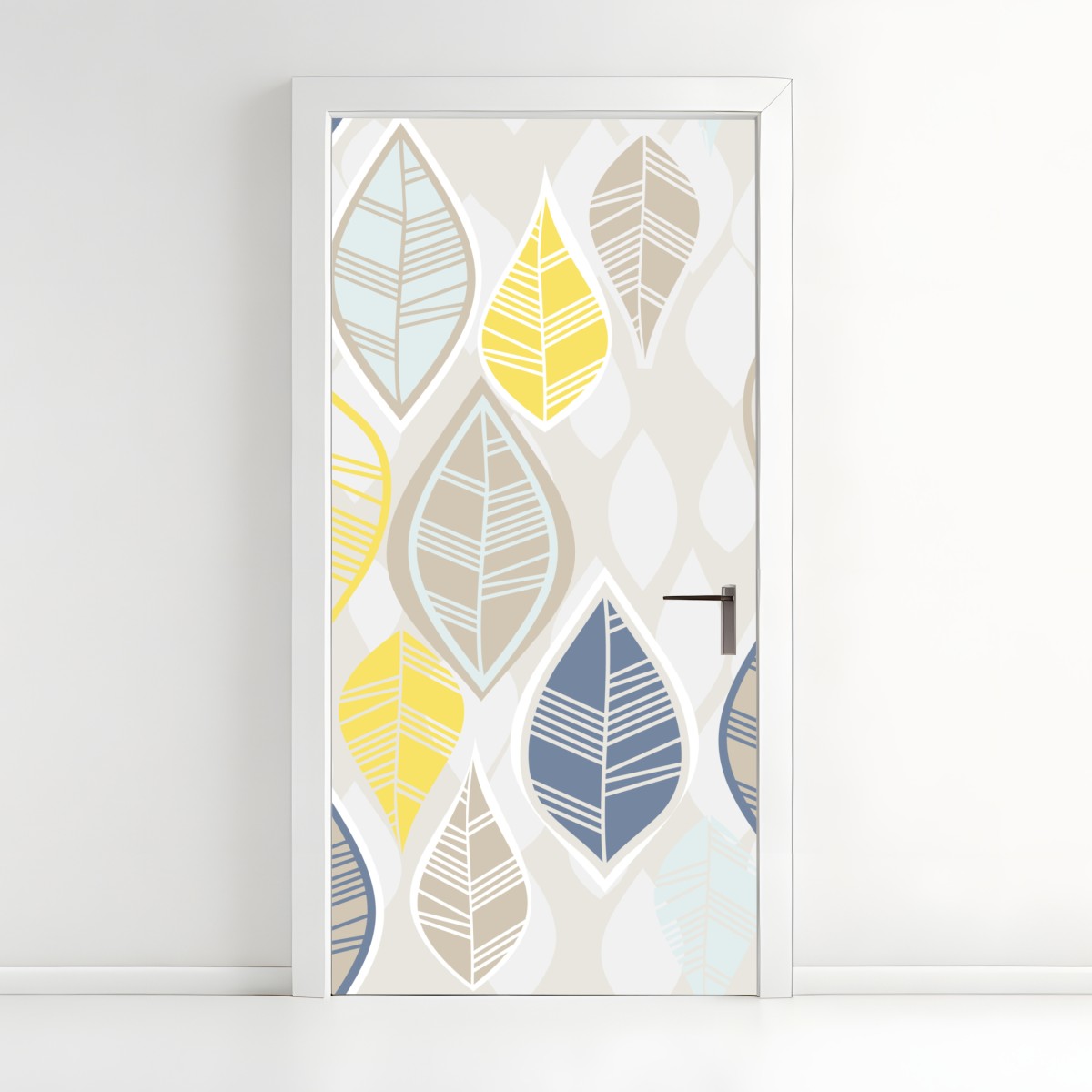 Door sticker scandinavian leaf pattern in soft neutrals
