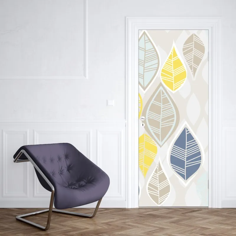 Naklejka na drzwi złote płynne linie abstrakcyjny wzór – Wallissimo®