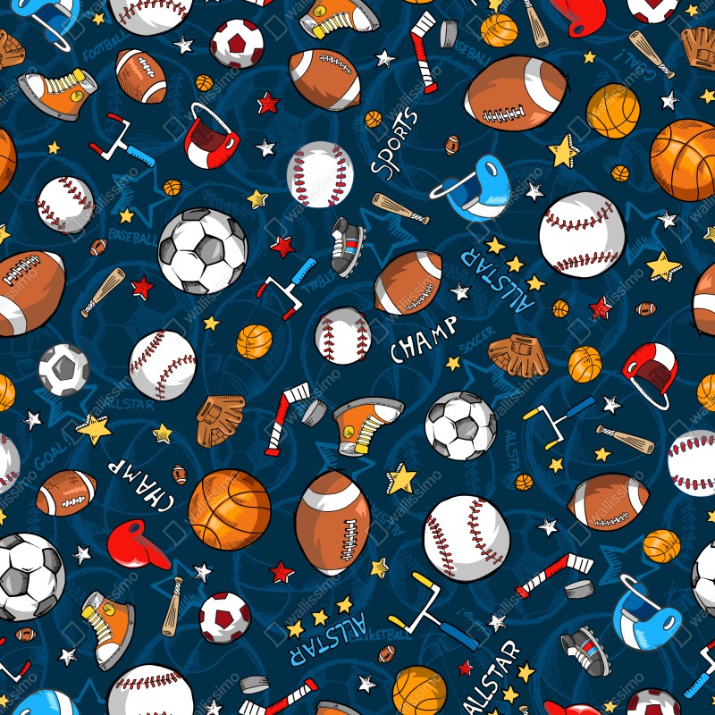 Naklejka na drzwi zabawny wzór sportowy na granatowym tle – Wallissimo® Naklejka na drzwi zabawny wzór sportowy na granatowym tle – Wallissimo®