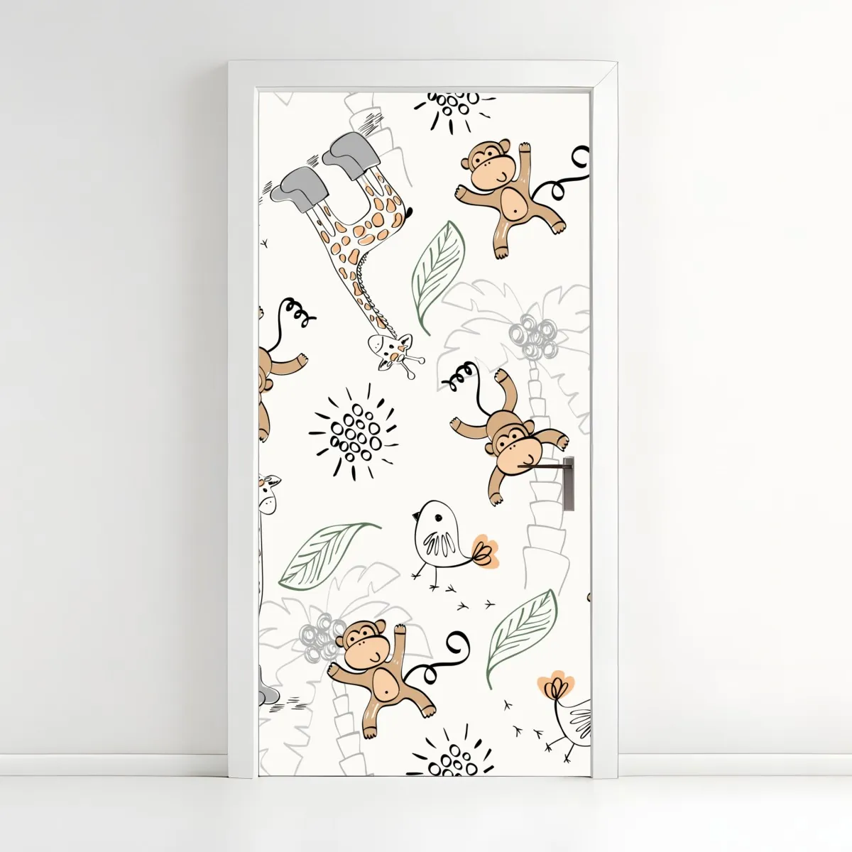 Naklejka na drzwi urocze zwierzątka z dżungli wzór do pokoju dziecięcego – Wallissimo® Naklejka na drzwi urocze zwierzątka z dżungli wzór do pokoju dziecięcego – Wallissimo®