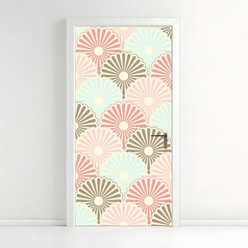 Naklejka na drzwi pastelowy wzór muszelkowy