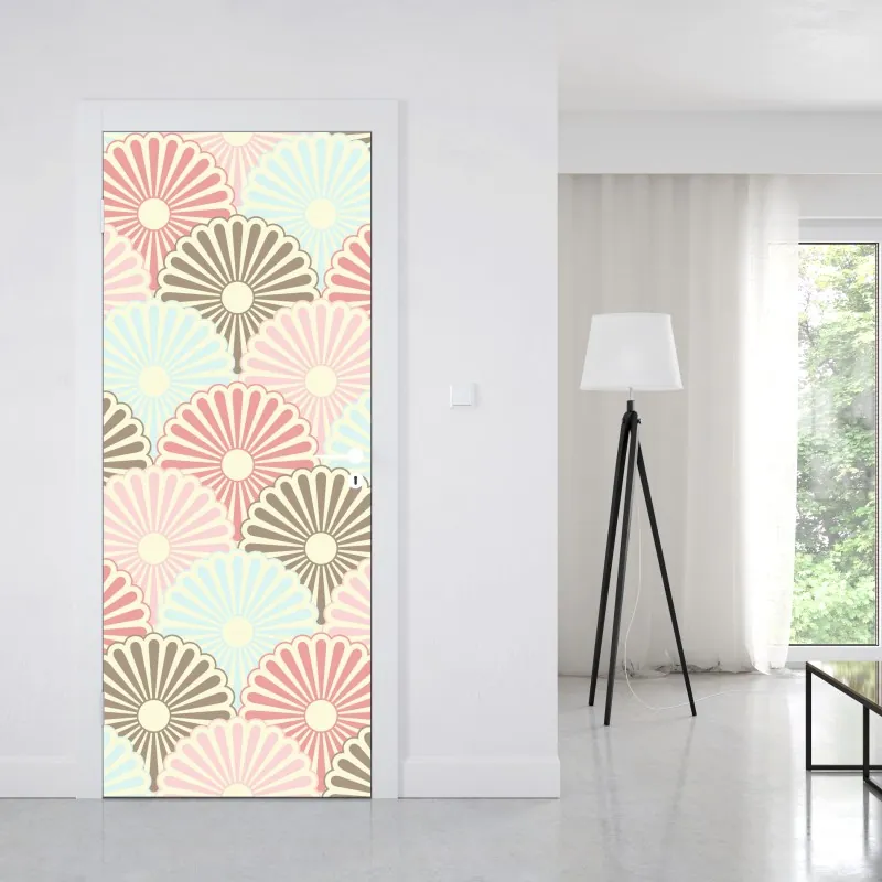 Naklejka na drzwi wzór z uśmiechniętymi buźkami – Wallissimo®