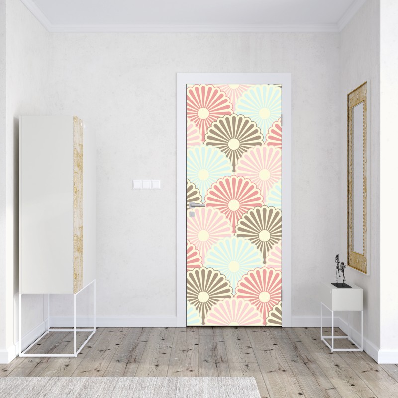 Naklejka na drzwi pastelowy wzór muszelkowy – Wallissimo® Naklejka na drzwi pastelowy wzór muszelkowy – Wallissimo®