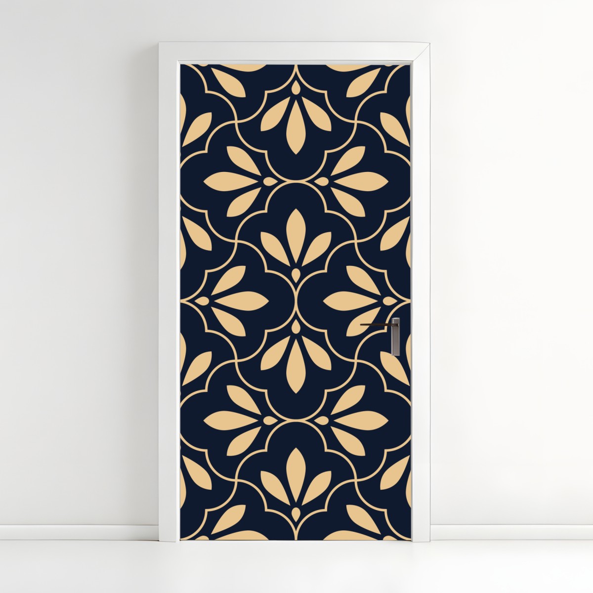 Door sticker navy and beige ornamental pattern