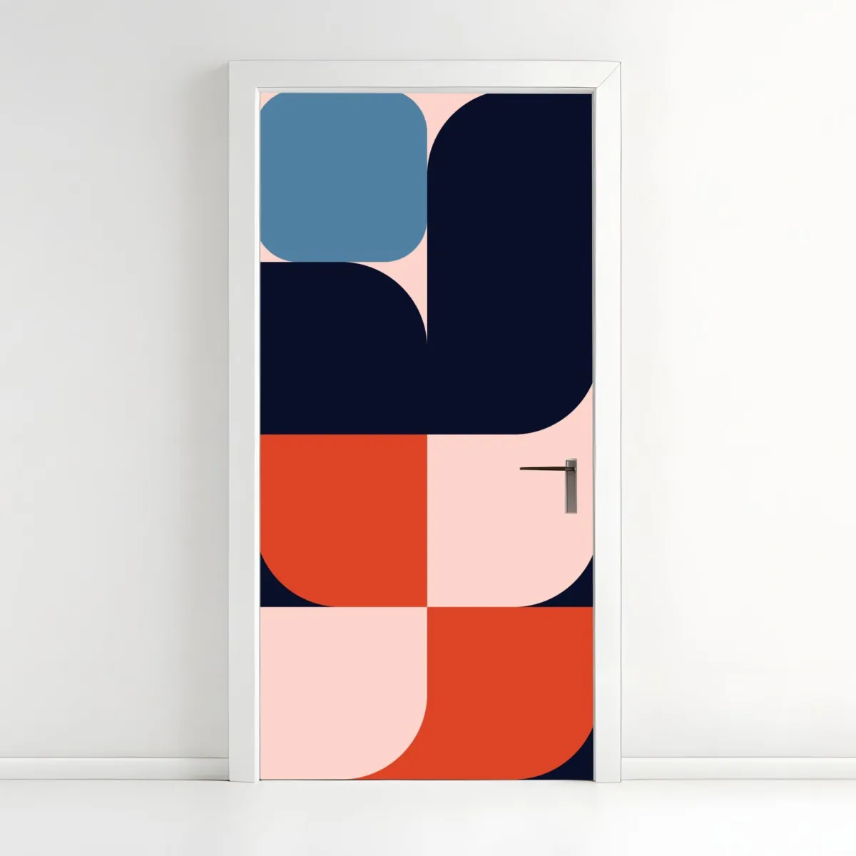 Naklejka na drzwi odważny geometryczny wzór retro – Wallissimo® Naklejka na drzwi odważny geometryczny wzór retro – Wallissimo®